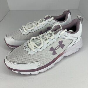 Under Armour Womens White Charged Assert 9 Lace Up Size 8.5 Running Shoes